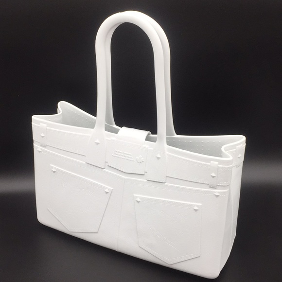 Great Bag Co. Designer Diamond White Rubber Tote Handbag Purse Rubber - Picture 12 of 16